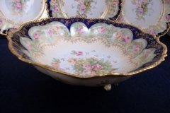 RS PRUSSIA VIERSA ROSES/COBALT- FOOTED BOWL #1   .....   http://jaapiesfinechinastore.com