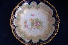 RS PRUSSIA VIERSA ROSES/COBALT- FOOTED BOWL #1   .....   http://jaapiesfinechinastore.com