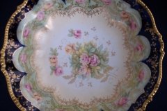 RS PRUSSIA VIERSA ROSES/COBALT- FOOTED BOWL #1   .....   http://jaapiesfinechinastore.com