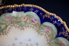 RS PRUSSIA VIERSA ROSES/COBALT- FOOTED BOWL #1   .....   http://jaapiesfinechinastore.com