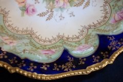 RS PRUSSIA VIERSA ROSES/COBALT- FOOTED BOWL #1   .....   http://jaapiesfinechinastore.com