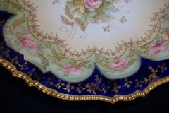 RS PRUSSIA VIERSA ROSES/COBALT- FOOTED BOWL #1   .....   http://jaapiesfinechinastore.com