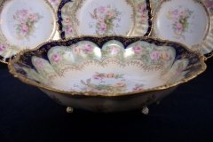 RS PRUSSIA VIERSA ROSES/COBALT- FOOTED BOWL #2   .....   http://jaapiesfinechinastore.com