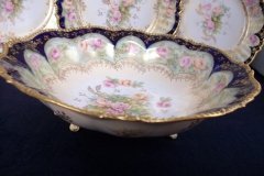 RS PRUSSIA VIERSA ROSES/COBALT- FOOTED BOWL #2   .....   http://jaapiesfinechinastore.com