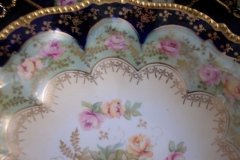 RS PRUSSIA VIERSA ROSES/COBALT- FOOTED BOWL #2   .....   http://jaapiesfinechinastore.com