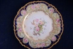 RS PRUSSIA VIERSA ROSES/COBALT-  LUNCH PLATE   .....   http://jaapiesfinechinastore.com