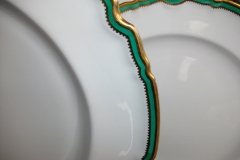 SPODE #Y939 GREEN & GOLD TRIM-  LARGE PLATTER  17  3/4"  ..... http://jaapiesfinechinastore.com