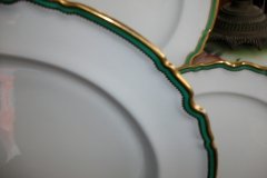 SPODE #Y939 GREEN & GOLD TRIM-  LARGE PLATTER  17  3/4"  ..... http://jaapiesfinechinastore.com