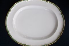 SPODE #Y939 GREEN & GOLD TRIM-  LARGE PLATTER  17  3/4"  ..... http://jaapiesfinechinastore.com