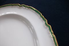 SPODE #Y939 GREEN & GOLD TRIM-  LARGE PLATTER  17  3/4"  ..... http://jaapiesfinechinastore.com