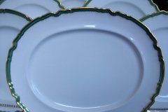 SPODE #Y939 GREEN & GOLD TRIM-  MEDIUM PLATTER  13  1/4"  ..... http://jaapiesfinechinastore.com