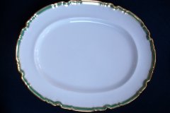 SPODE #Y939 GREEN & GOLD TRIM-  MEDIUM PLATTER  13  1/4"  ..... http://jaapiesfinechinastore.com