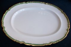 SPODE #Y939 GREEN & GOLD TRIM-  MEDIUM PLATTER  13  1/4"  ..... http://jaapiesfinechinastore.com