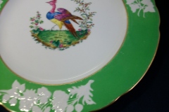 SPODE CHELSEA  BIRD GREEN R4689 SCALLOPED- DINNER PLATE  #5   .....         https://www.jaapiesfinechinastore.com