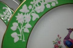 SPODE CHELSEA  BIRD GREEN R4689 SCALLOPED- DINNER PLATE  #6   .....         http://jaapiesfinechinastore.com