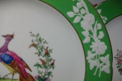 SPODE CHELSEA  BIRD GREEN R4689 SCALLOPED- DINNER PLATE  #6   .....         http://jaapiesfinechinastore.com