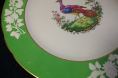 SPODE CHELSEA  BIRD GREEN R4689 SCALLOPED- DINNER PLATE  #6   .....         https://www.jaapiesfinechinastore.com