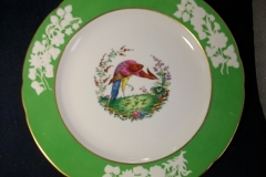 SPODE CHELSEA  BIRD GREEN R4689 SCALLOPED- DINNER PLATE  #7   .....         https://www.jaapiesfinechinastore.com