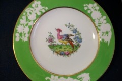 SPODE CHELSEA  BIRD GREEN SMOOTH- BREAD & BUTTER PLATE  # 6   .....         https://www.jaapiesfinechinastore.com