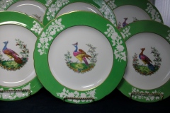 SPODE CHELSEA  BIRD GREEN R4689 SCALLOPED- DINNER PLATE  #1   .....         https://www.jaapiesfinechinastore.com