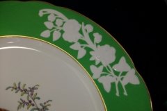 SPODE CHELSEA  BIRD GREEN R4689 SCALLOPED- DINNER PLATE  #1   .....         http://jaapiesfinechinastore.com