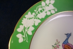 SPODE CHELSEA  BIRD GREEN R4689 SCALLOPED- DINNER PLATE  #2   .....         https://www.jaapiesfinechinastore.com