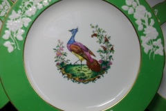 SPODE CHELSEA  BIRD GREEN R4689 SCALLOPED- DINNER PLATE  #2   .....         https://www.jaapiesfinechinastore.com