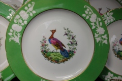 SPODE CHELSEA  BIRD GREEN R4689 SCALLOPED- DINNER PLATE  #3   .....         https://www.jaapiesfinechinastore.com