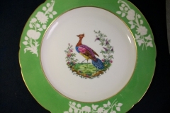 SPODE CHELSEA  BIRD GREEN R4689 SCALLOPED- DINNER PLATE  #3   .....         https://www.jaapiesfinechinastore.com