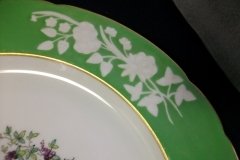 SPODE CHELSEA  BIRD GREEN R4689 SCALLOPED- DINNER PLATE  #3   .....         http://jaapiesfinechinastore.com