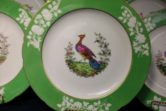 SPODE CHELSEA  BIRD GREEN R4689 SCALLOPED- DINNER PLATE  #3   .....         https://www.jaapiesfinechinastore.com