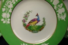 SPODE CHELSEA  BIRD GREEN R4689 SMOOTH-  LUNCH PLATE  #4   .....         http://jaapiesfinechinastore.com