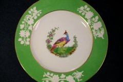 SPODE CHELSEA  BIRD GREEN R4689 SMOOTH-  LUNCH PLATE  #4   .....         http://jaapiesfinechinastore.com