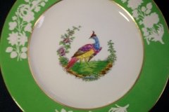 SPODE CHELSEA  BIRD GREEN R4689 SMOOTH-  LUNCH PLATE  #4   .....         http://jaapiesfinechinastore.com