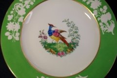SPODE CHELSEA  BIRD GREEN R4689 SMOOTH-  LUNCH PLATE  #6   .....         http://jaapiesfinechinastore.com