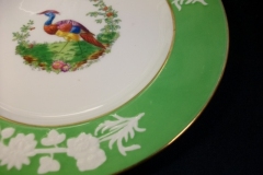 SPODE CHELSEA  BIRD GREEN R4689 SMOOTH-  LUNCH PLATE  #8   .....         https://www.jaapiesfinechinastore.com