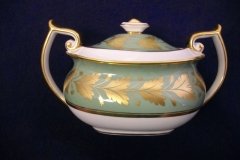 SPODE VALENTINE Y7706 GREEN WITH GOLD LEAF- COVERED SUGAR BOWL ..... http://jaapiesfinechinastore.com