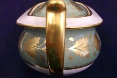 SPODE VALENTINE Y7706 GREEN WITH GOLD LEAF- COVERED SUGAR BOWL ..... http://jaapiesfinechinastore.com