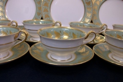 SPODE VALENTINE Y7706 GREEN WITH GOLD LEAF- CUP & SAUCER ..... https://www.jaapiesfinechinastore.com