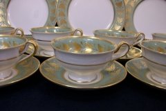 SPODE VALENTINE Y7706 GREEN WITH GOLD LEAF- CUP & SAUCER ..... http://jaapiesfinechinastore.com