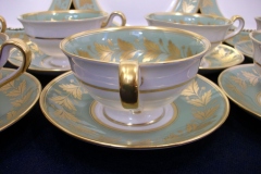 SPODE VALENTINE Y7706 GREEN WITH GOLD LEAF- CUP & SAUCER ..... https://www.jaapiesfinechinastore.com