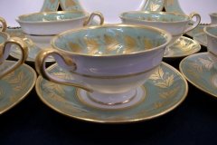 SPODE VALENTINE Y7706 GREEN WITH GOLD LEAF- CUP & SAUCER ..... http://jaapiesfinechinastore.com