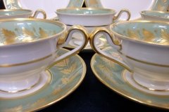 SPODE VALENTINE Y7706 GREEN WITH GOLD LEAF- CUP & SAUCER ..... http://jaapiesfinechinastore.com
