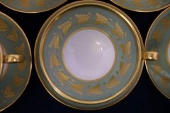 SPODE VALENTINE Y7706 GREEN WITH GOLD LEAF- CUP & SAUCER ..... http://jaapiesfinechinastore.com