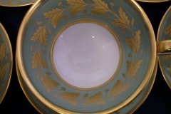 SPODE VALENTINE Y7706 GREEN WITH GOLD LEAF- CUP & SAUCER ..... http://jaapiesfinechinastore.com