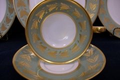 SPODE VALENTINE Y7706 GREEN WITH GOLD LEAF- CUP & SAUCER ..... http://jaapiesfinechinastore.com