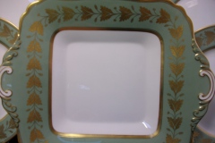 SPODE VALENTINE Y7706 GREEN WITH GOLD LEAF- SQUARE HANDLED CAKE SERVING PLATE    ..... https://www.jaapiesfinechinastore.com