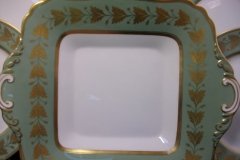 SPODE VALENTINE Y7706 GREEN WITH GOLD LEAF- SQUARE HANDLED CAKE SERVING PLATE    ..... http://jaapiesfinechinastore.com