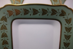 SPODE VALENTINE Y7706 GREEN WITH GOLD LEAF- SQUARE HANDLED CAKE SERVING PLATE    ..... https://www.jaapiesfinechinastore.com