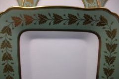 SPODE VALENTINE Y7706 GREEN WITH GOLD LEAF- SQUARE HANDLED CAKE SERVING PLATE    ..... http://jaapiesfinechinastore.com